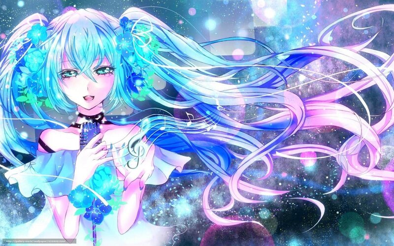 blue-haired anime singer