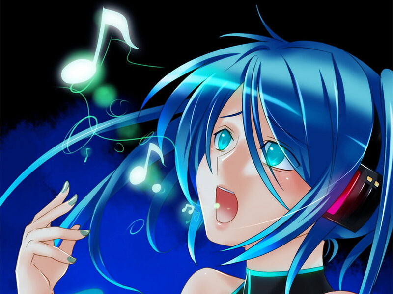 blue-haired anime singer