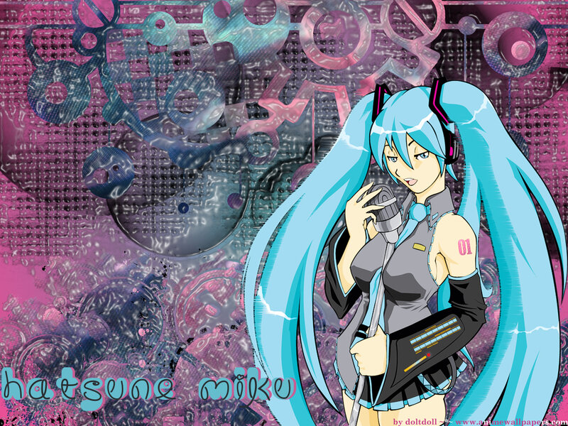 Blue-haired Anime Singer — Cyan, Energetic, Microphone, Headphones