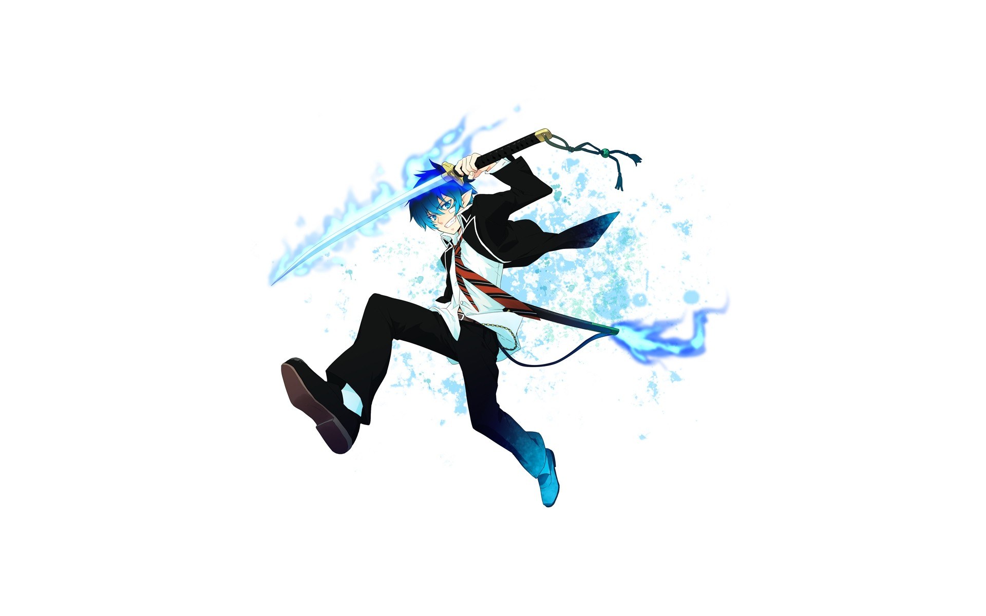 blue-haired anime swordsman