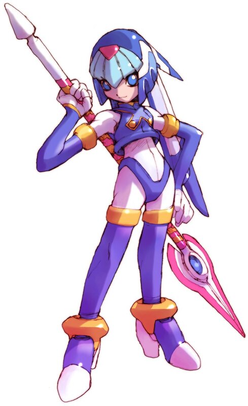 blue-haired anime warrior