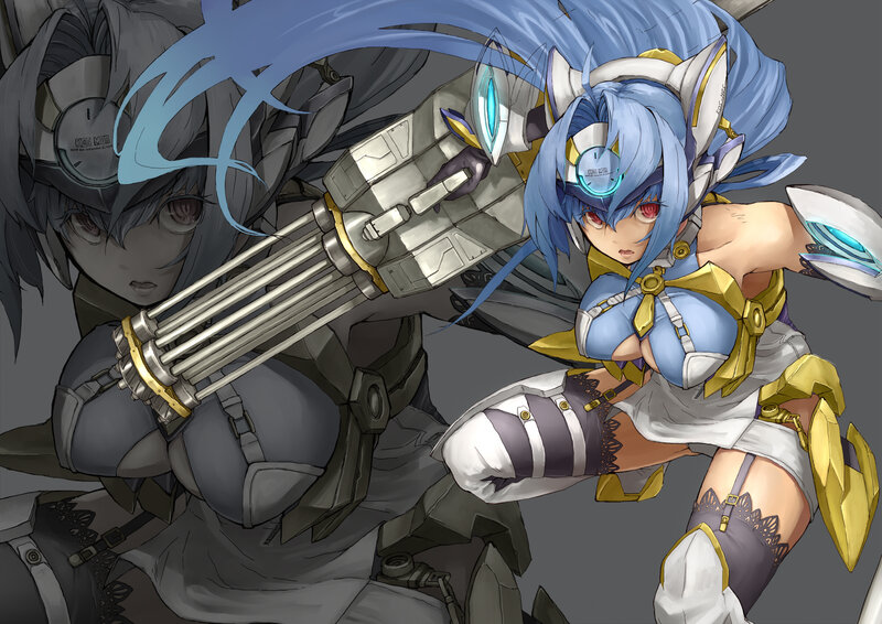 Blue-haired anime warriors