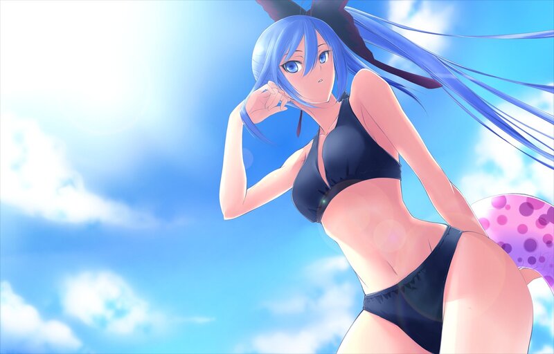 Blue-haired Anime Woman — Blue, Bright, Sunny, Afternoon