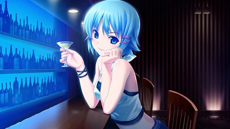 Blue-haired Anime Woman — Blue, Calm, Night