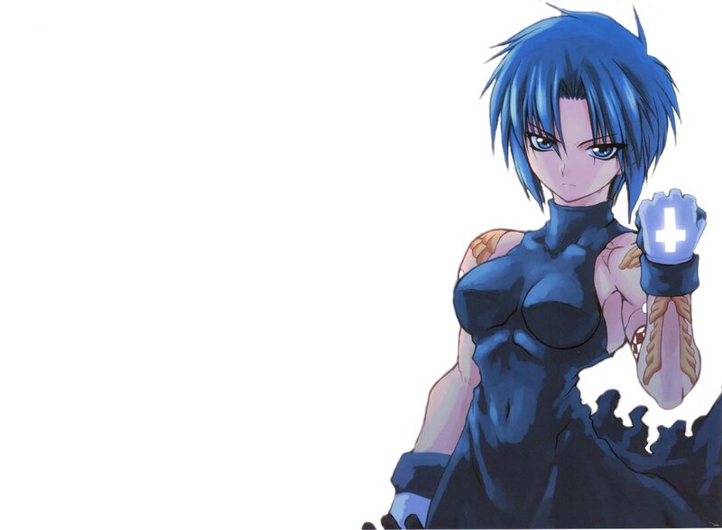 Blue-haired Anime Woman — Blue, Determined