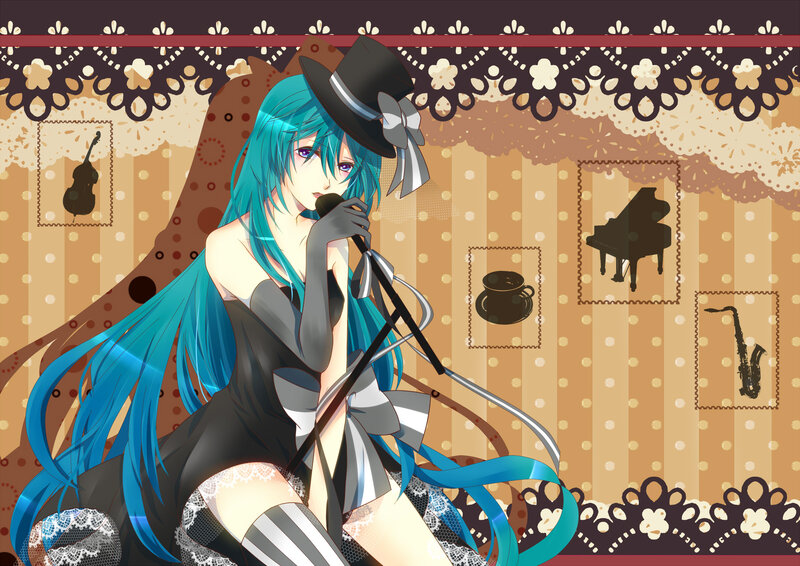Blue-haired Anime Woman — Blue, Dramatic, Microphone