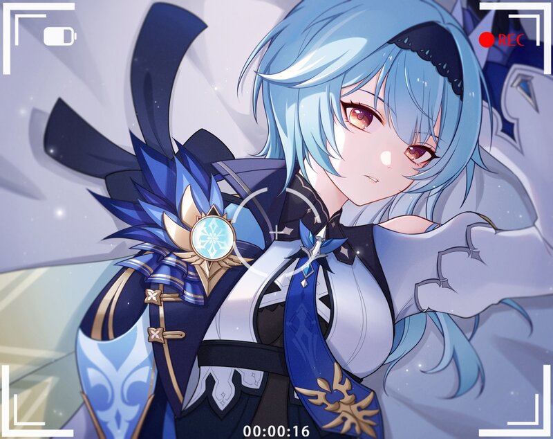 Blue-haired Anime Woman — Blue, Dramatic, Recording Overlay