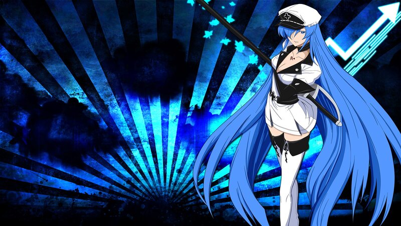Blue-haired Anime Woman — Blue, Dramatic, Sailor Hat