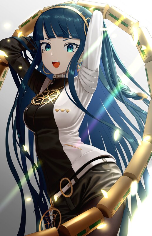 Blue-haired Anime Woman — Blue, Energetic, Long Hair