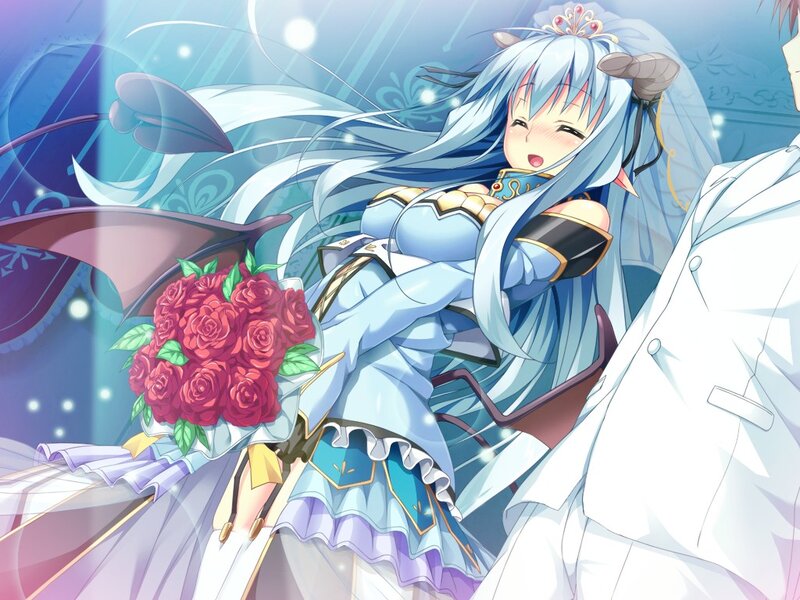Blue-haired Anime Woman — Blue, Joyful
