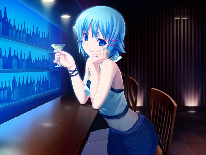 Blue-haired Anime Woman — Blue, Relaxed