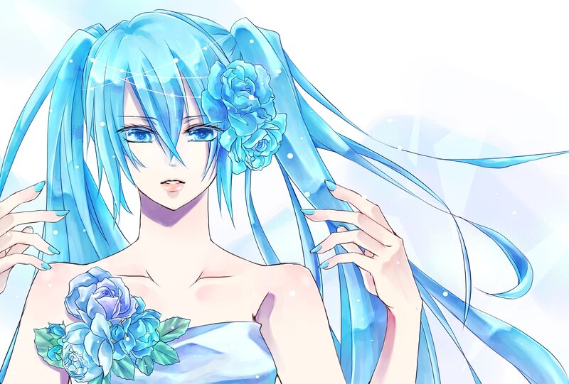 Blue-haired Anime Woman — Blue, Serene