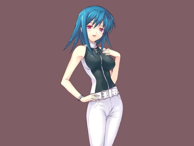 blue-haired anime woman
