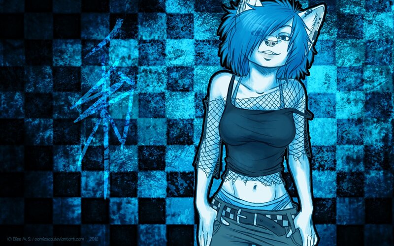 Blue-haired Anthropomorphic Character