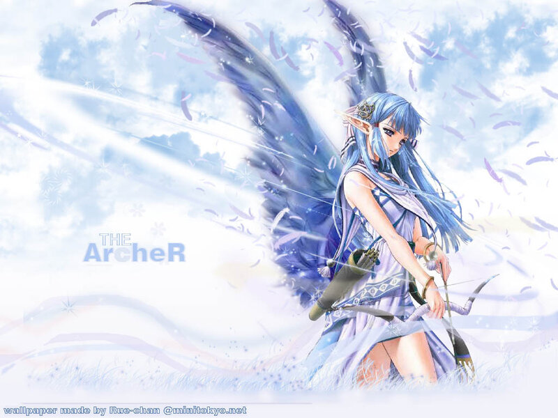 Blue-haired Archer with Wings — Blue