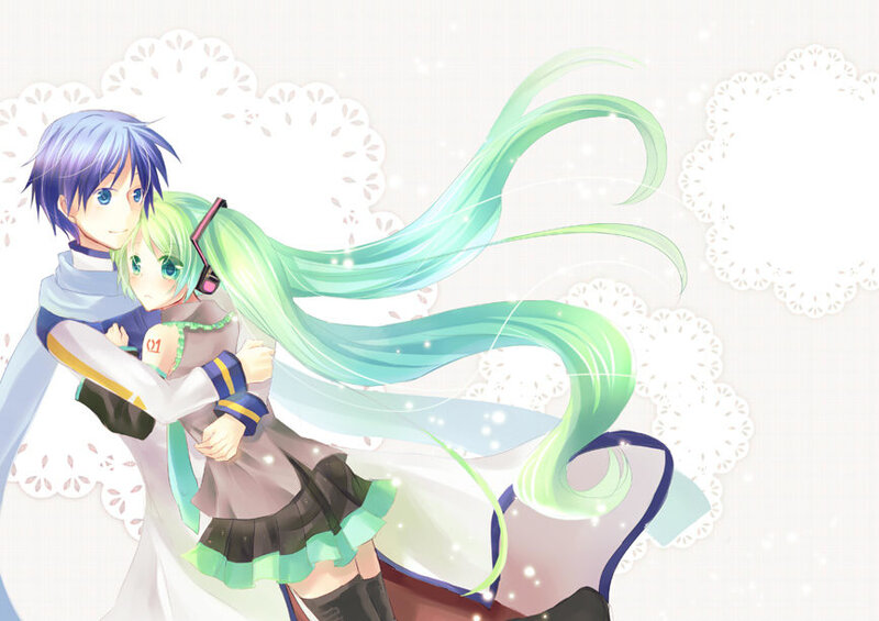Blue-haired Boy Hugging Girl