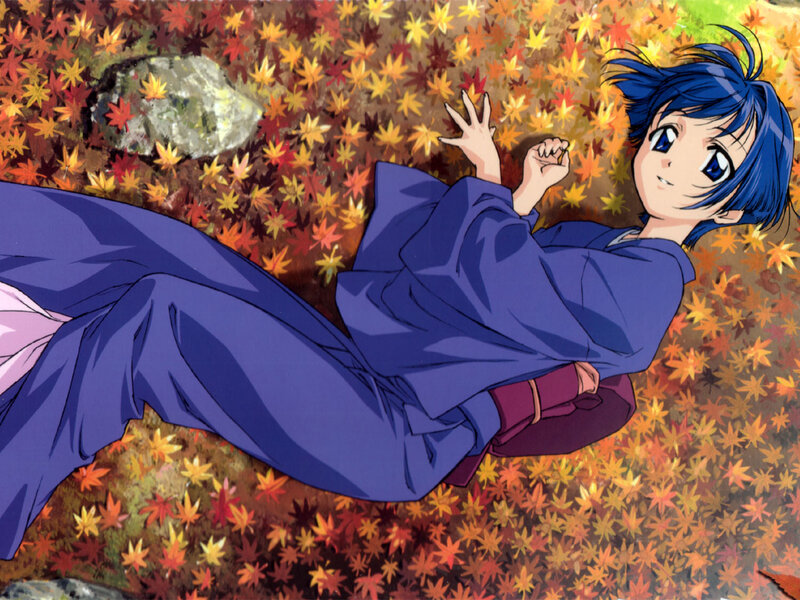 Blue-haired Boy in Autumn