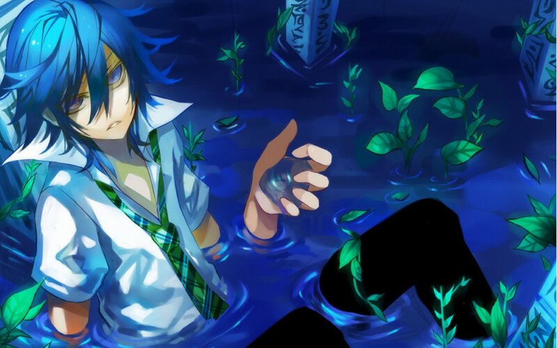 Blue-haired Boy in Water — Blue