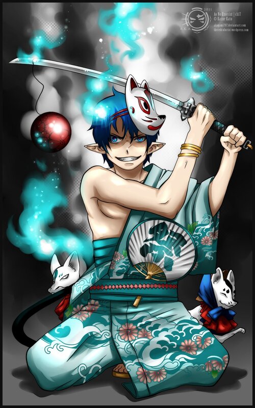 Blue-haired Boy with Sword