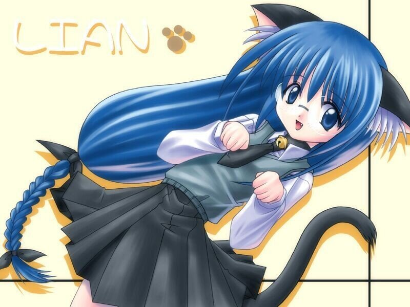 blue-haired cat girl anime
