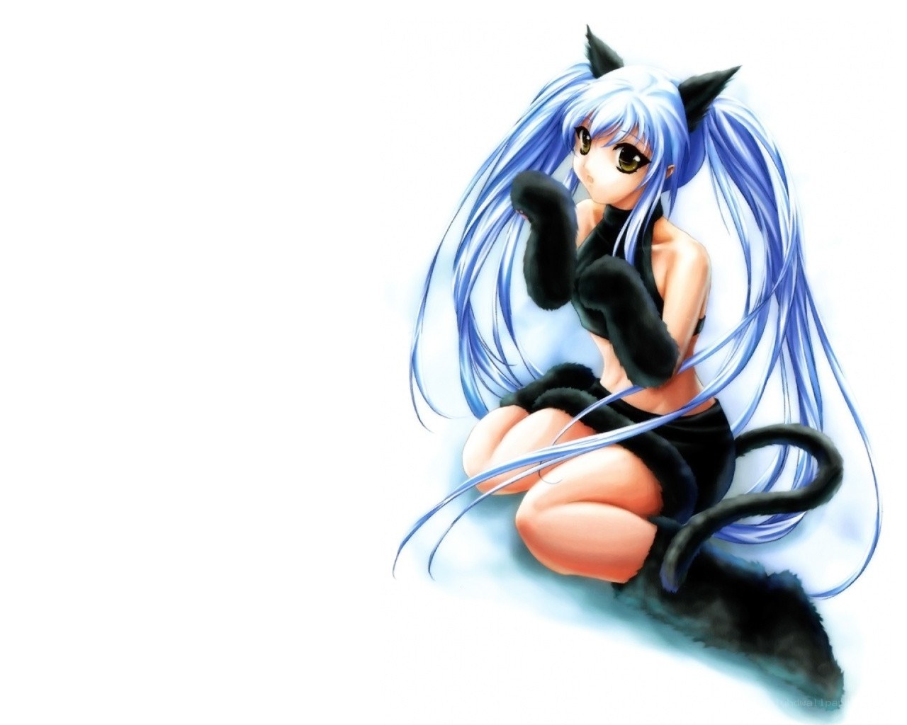 blue-haired cat girl anime