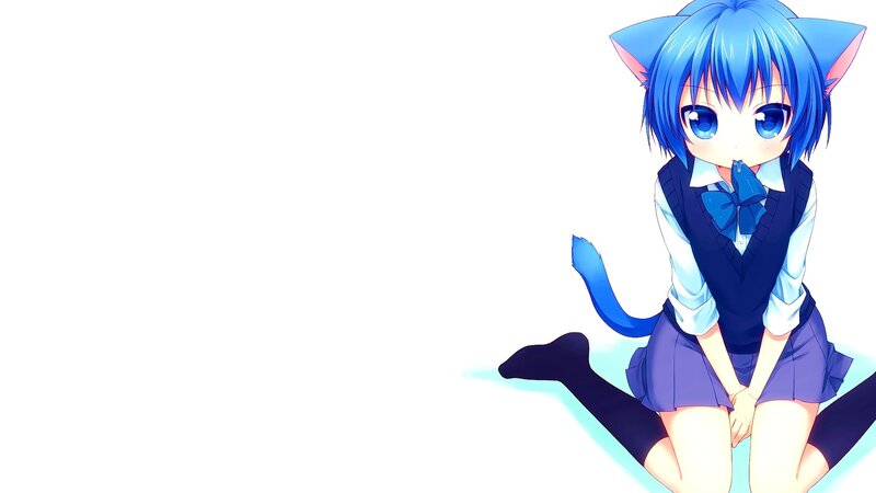 Blue-haired Cat Girl — Blue, Calm