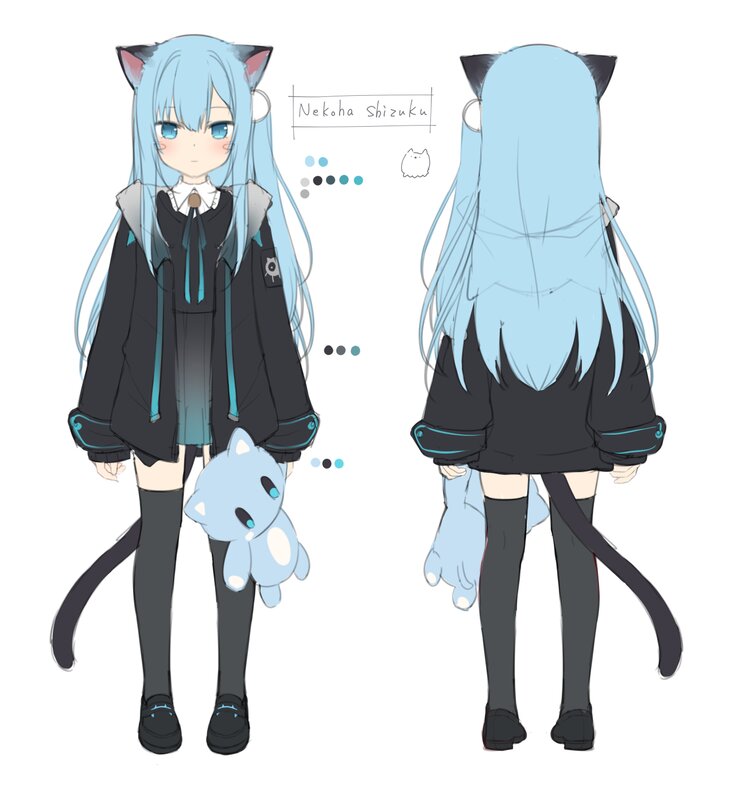 Blue-haired Cat Girl — Blue, Neutral