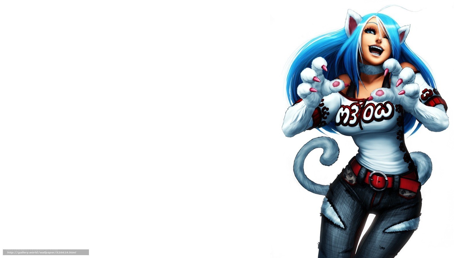 blue-haired cat girl character