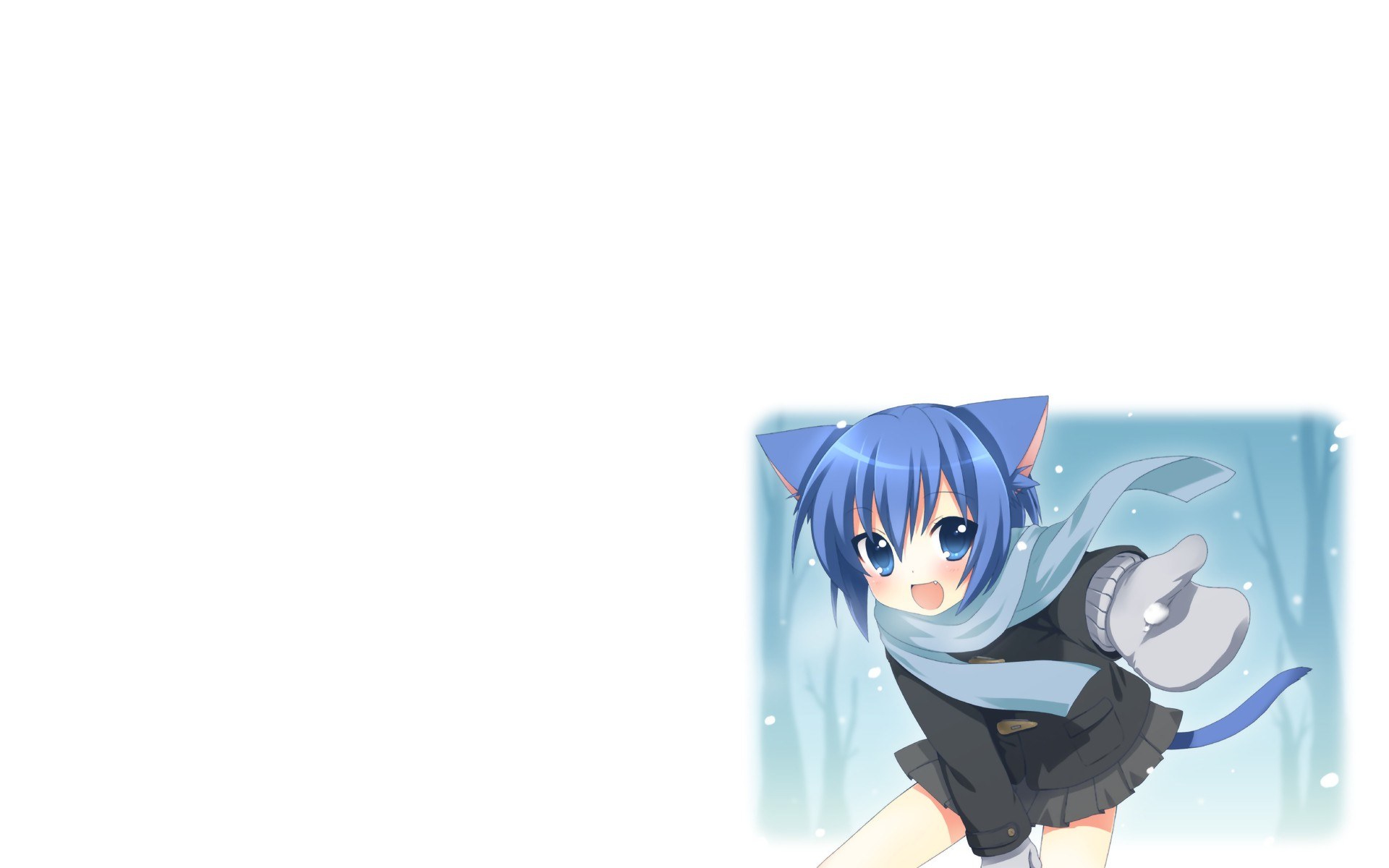 blue-haired cat girl in winter