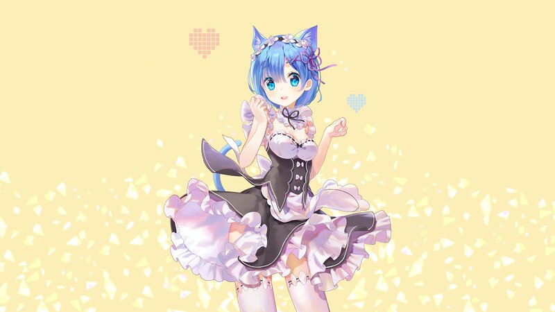 Blue-haired Cat Girl — Yellow