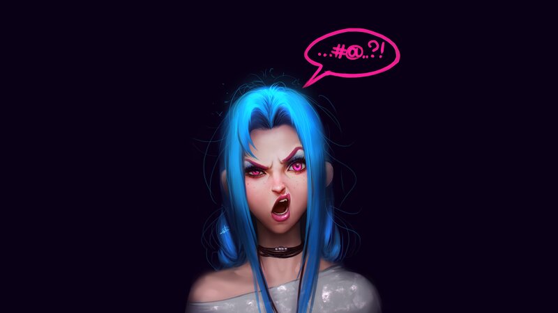 Blue-haired Character — Blue, Angry