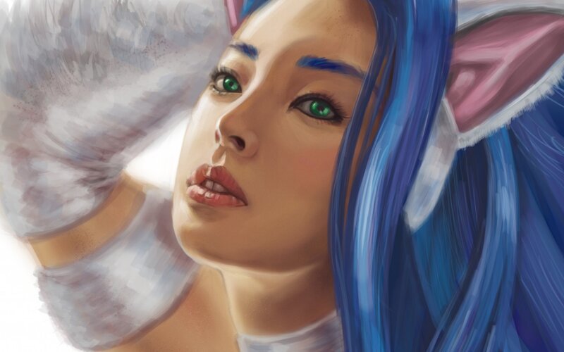 Blue-haired Character — Blue, Calm, Digital Art
