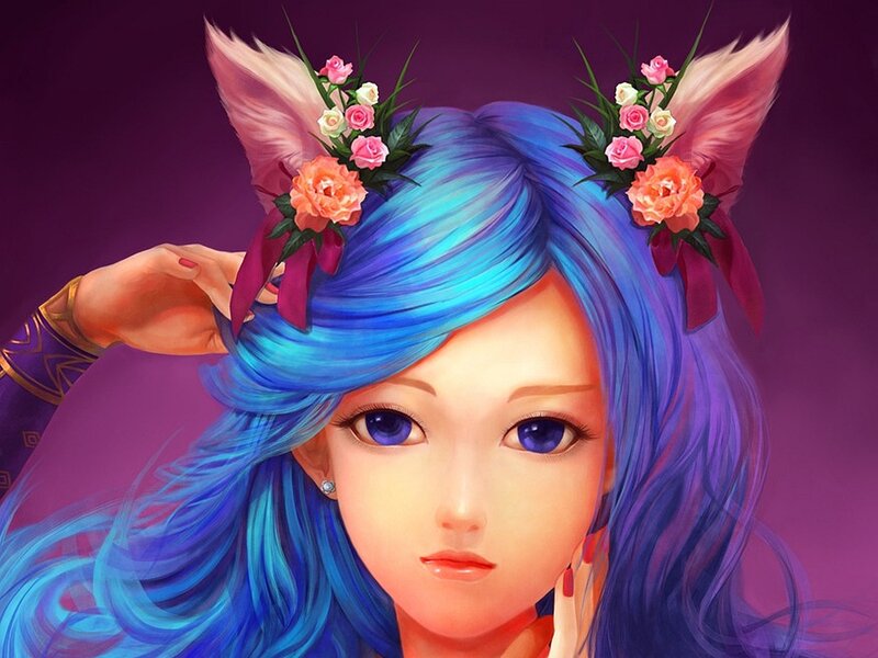 Blue-haired Character — Blue, Calm