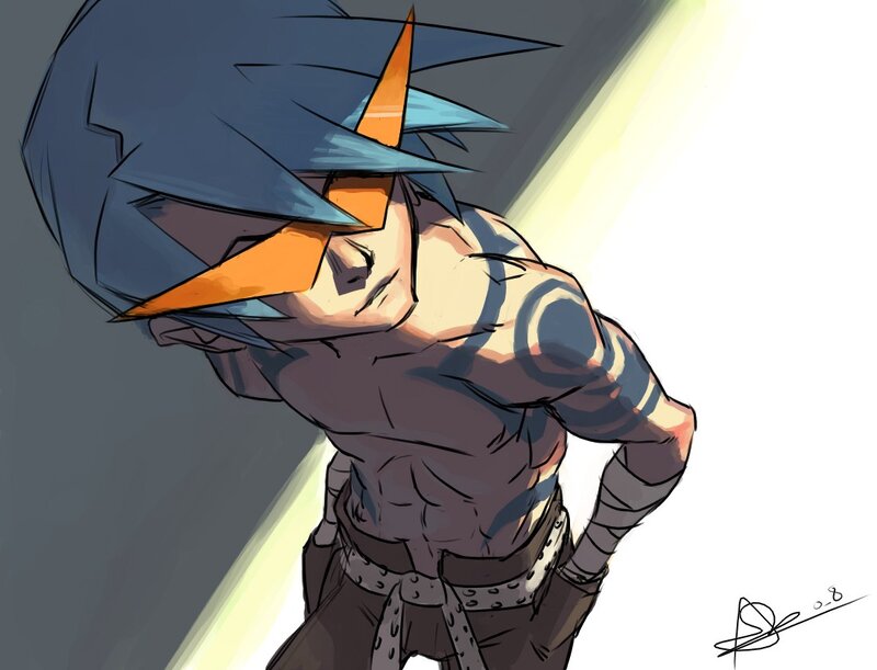 Blue-haired Character — Blue, Dramatic, Digital Art, Anime