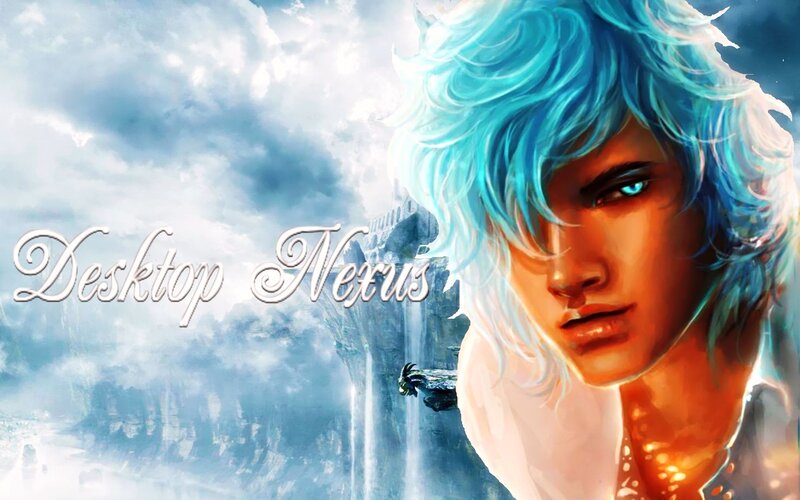 Blue-haired Character — Blue, Dramatic, Digital Art, Clouds
