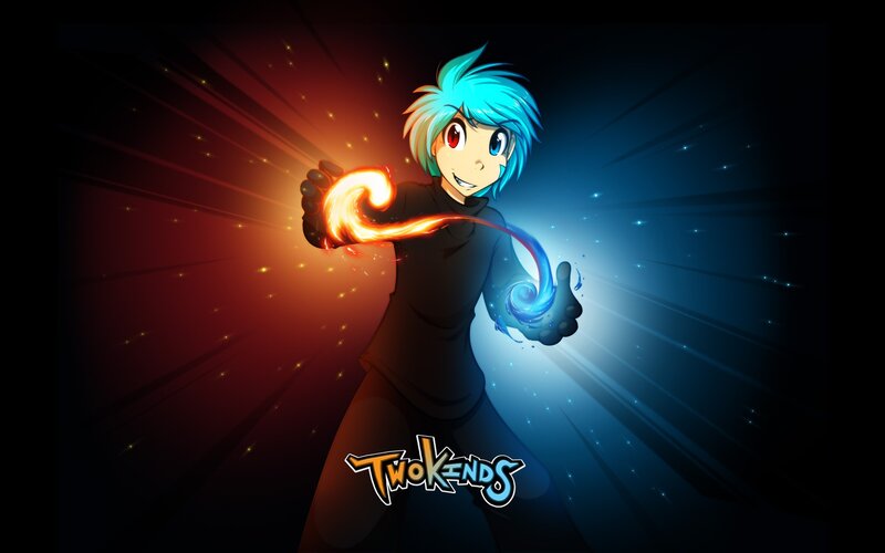 Blue-haired Character — Blue, Dramatic, Digital Art, Fire, Ice