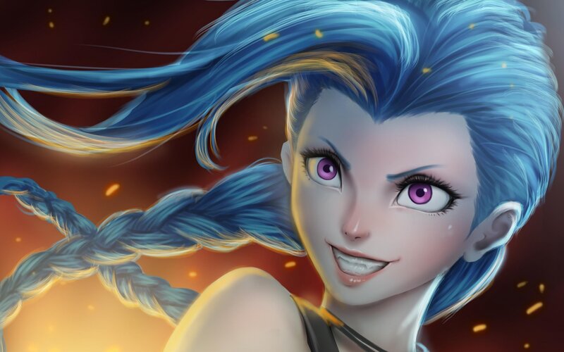 Blue-haired Character — Blue, Dramatic, Digital Art, Purple Eyes