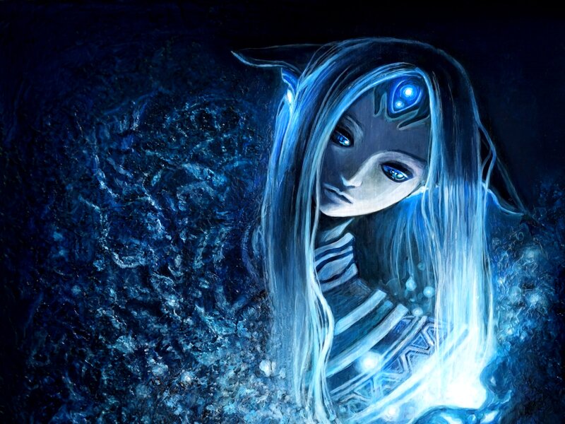 Blue-haired Character — Blue, Dramatic, Night