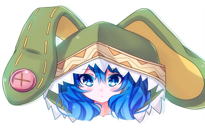 Blue-haired Character — Blue, Playful, Anime, Hat