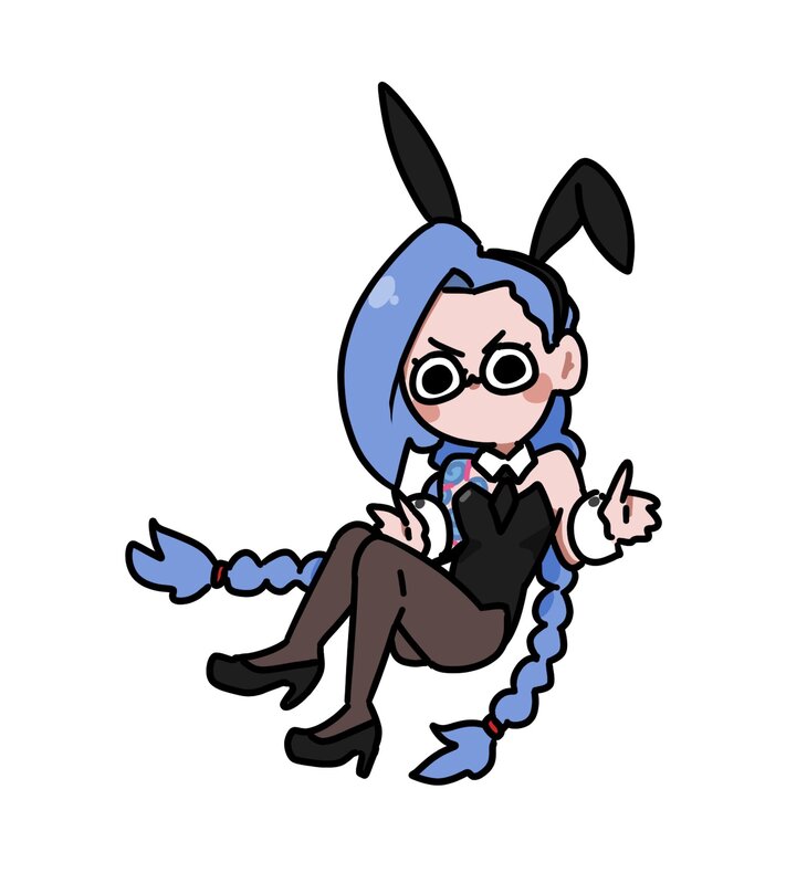 Blue-haired Character — Blue, Playful