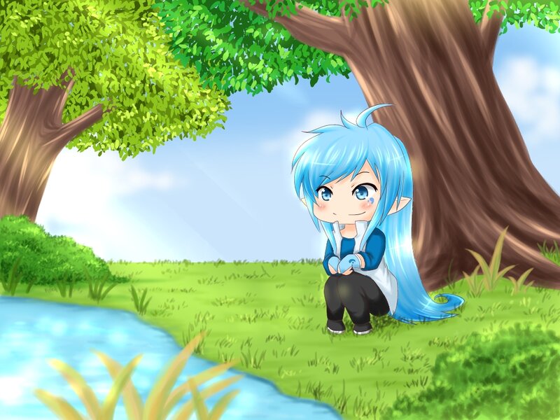 Blue-haired Character — Blue, Serene, Afternoon