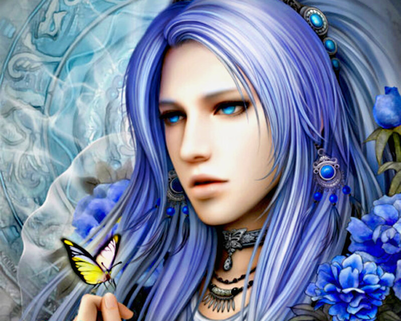 Blue-haired Character — Blue, Serene