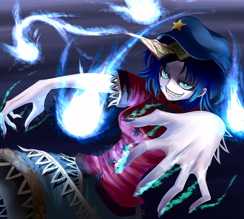 Blue-haired Character Casting Spell