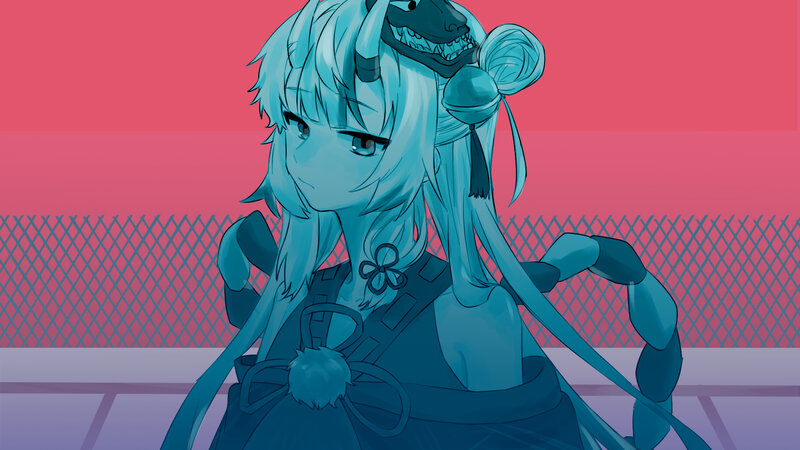 Blue-haired Character — Cyan, Dramatic