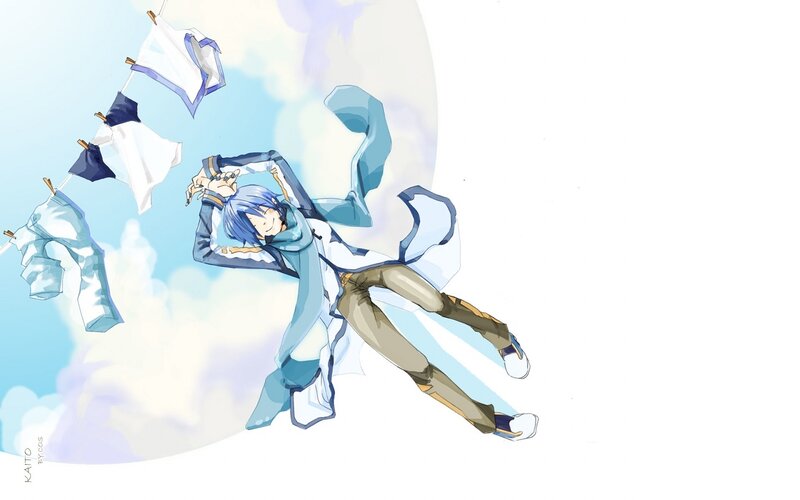 Blue-haired Character Floating — Blue