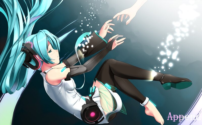 Blue-haired Character Floating — Cyan