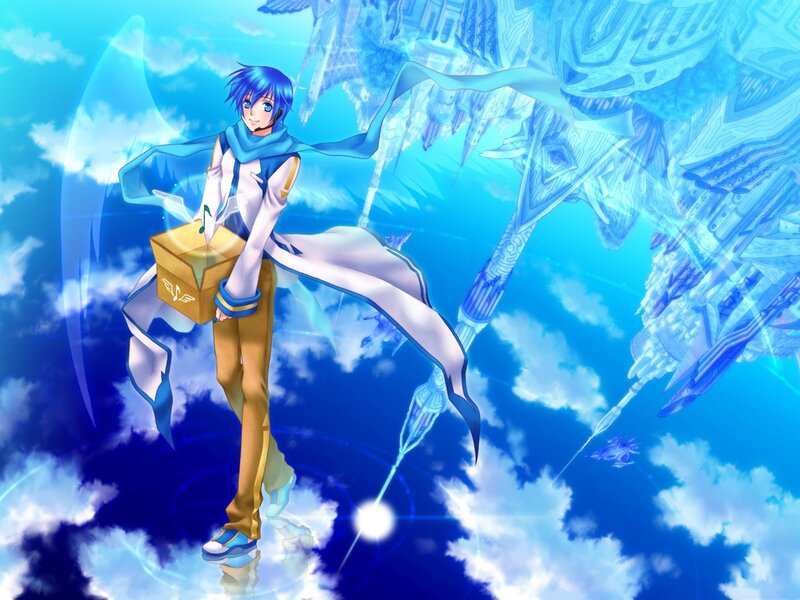 Blue-haired Character Holding Box