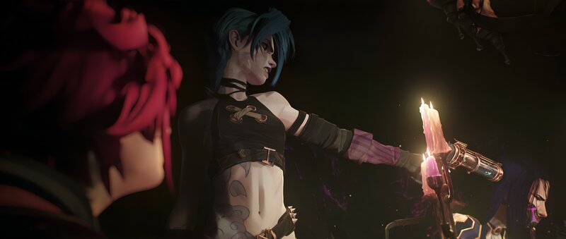 Blue-haired Character Holding Candle
