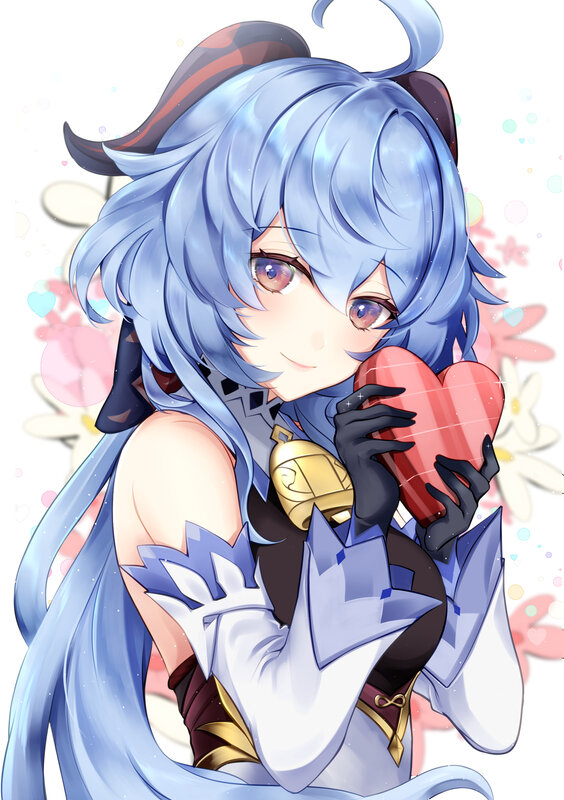 Blue-haired Character Holding Heart — Blue