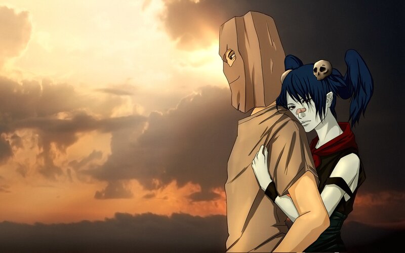 Blue-haired Character Hugging — Orange